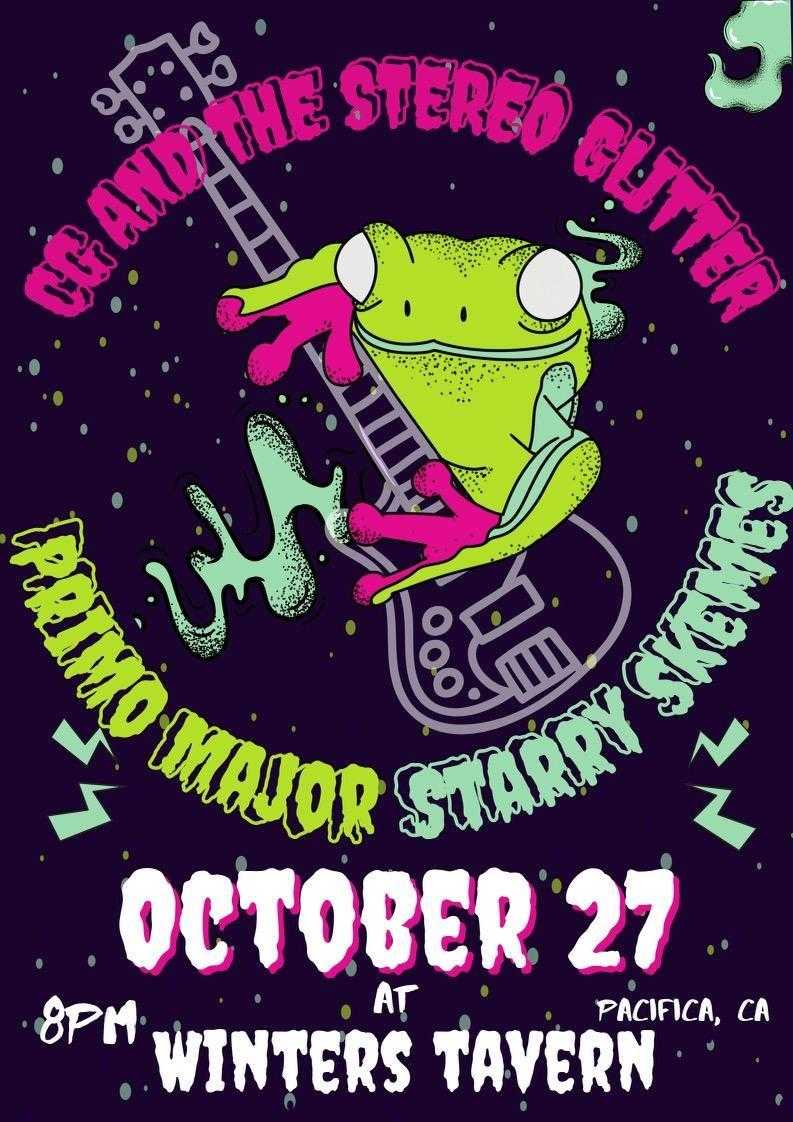 Starry Skemes with be playing their debut show 10/27 at Winters Tavern in Pacifica. Show time is 8:00. Starry Skemes are Dave Mairs (drums), Jamie Kimmel (bass) Derek Petrillo (guitar,bk voc) J.Lee (guitar, voc)